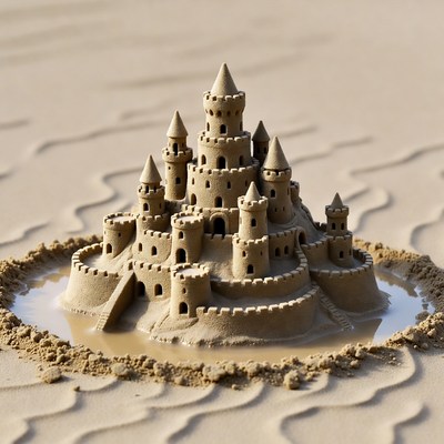 Detailed Sandcastle on Beach