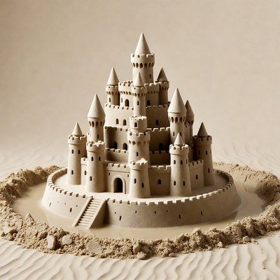 Detailed Sandcastle with Towers