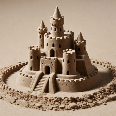 Detailed Sandcastle on Beach