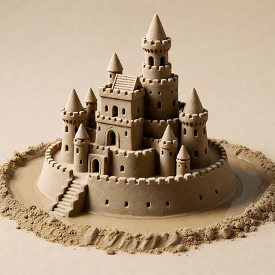 Detailed Sandcastle on Beach