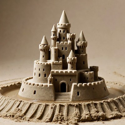 Detailed Sandcastle with Towers