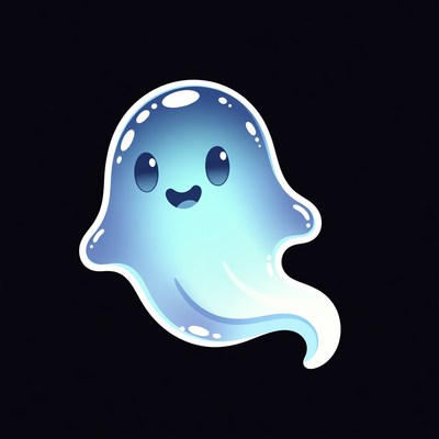 Cute Blue Cartoon Ghost
