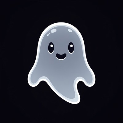 Cute cartoon ghost smiling