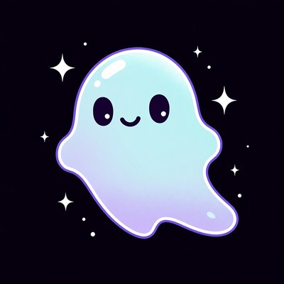 Cute Kawaii Purple Ghost Illustration