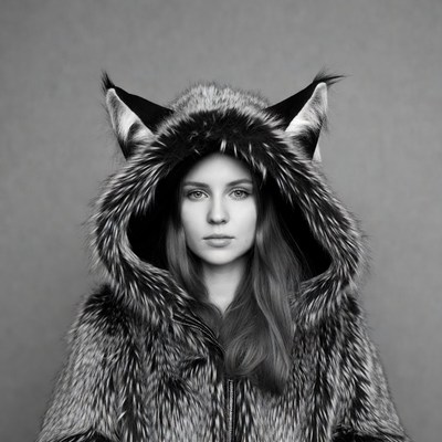 Woman in wolf fur hood