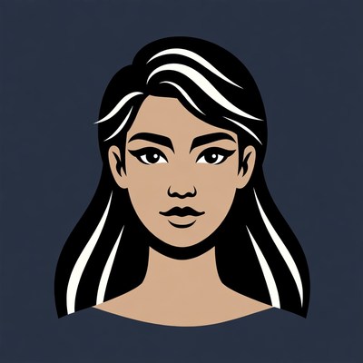 Asian Woman with Striped Hair Portrait