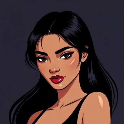 Beautiful Asian woman portrait illustration