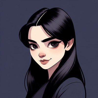 Anime girl with long black hair