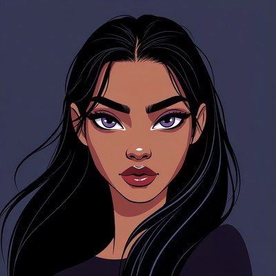 Beautiful woman with purple eyes