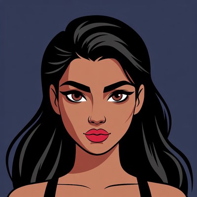 Beautiful woman with long black hair