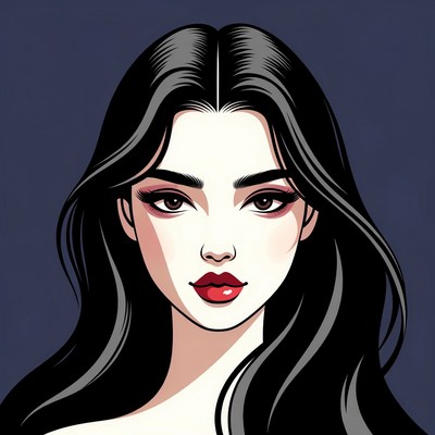 Beautiful Asian woman portrait illustration