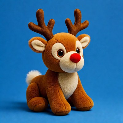 Cute Rudolph plush toy sitting