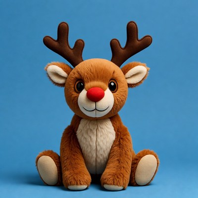 Cute Rudolph plush toy sitting