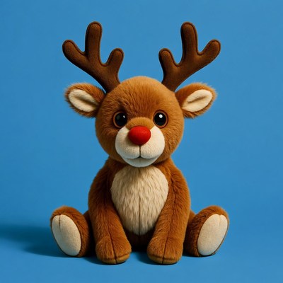 Cute Rudolph plush toy sitting