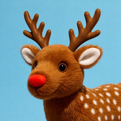 Cute Rudolph Reindeer on Blue Background