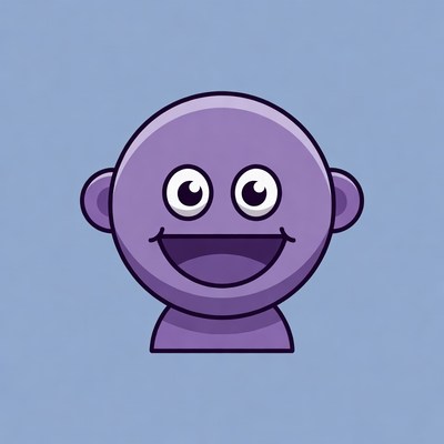 Purple cartoon smiling face