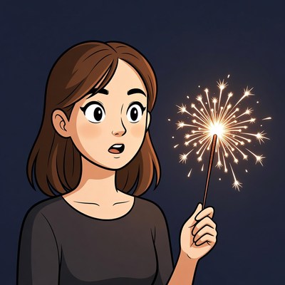 Girl holding lit sparkler