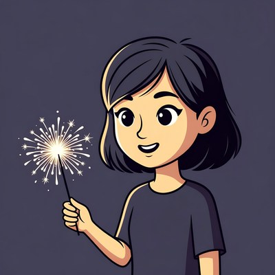 Girl holding sparkling sparkler