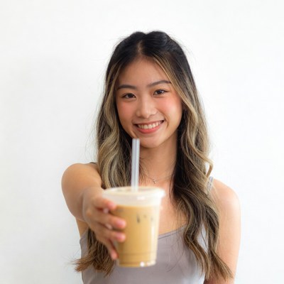 Asian girl holding bubble tea