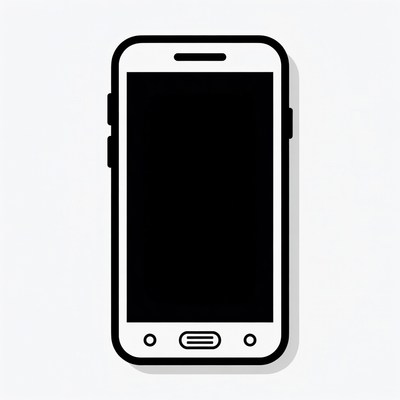 Black Smartphone Icon Outline
