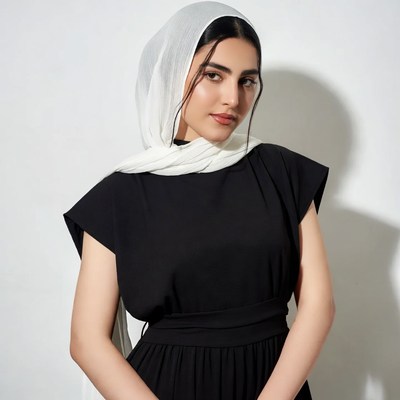 Middle Eastern woman in white hijab
