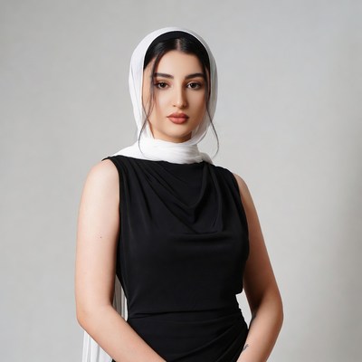 Middle Eastern woman in white hijab