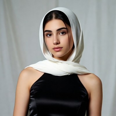 Young woman in white hijab