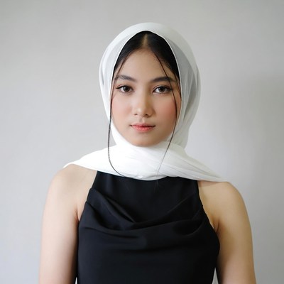 Asian woman in white hijab