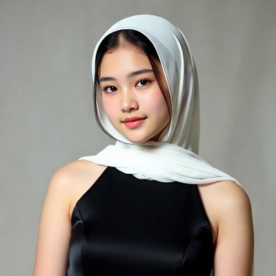 Asian woman in white hijab