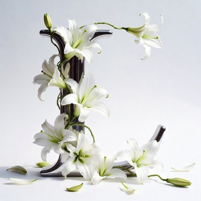 Lilies Arranged in Letter L Vase
