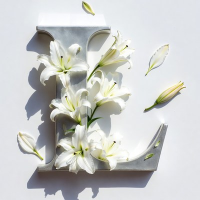 Lilies Forming Silver Letter L