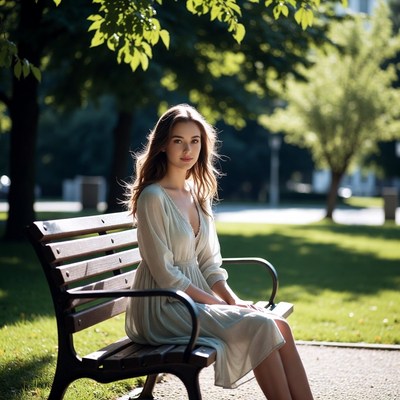 Woman sitting on park bench