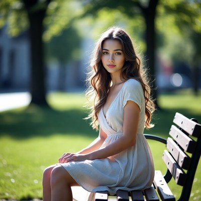 Young woman sitting on park bench