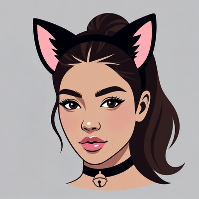 Woman with cat ears illustration