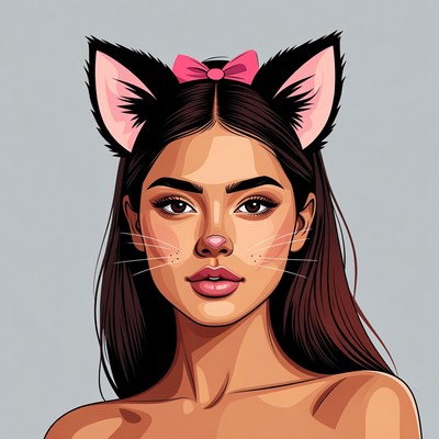 Asian woman with cat ears