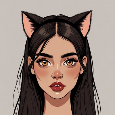 Asian girl with cat ears