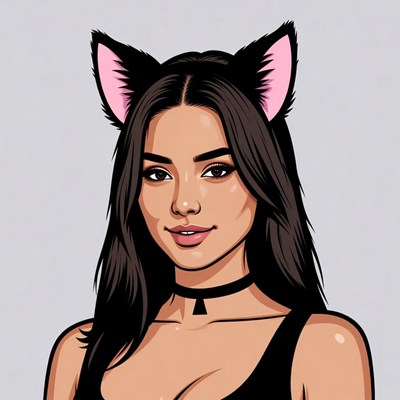 Asian woman wearing cat ears