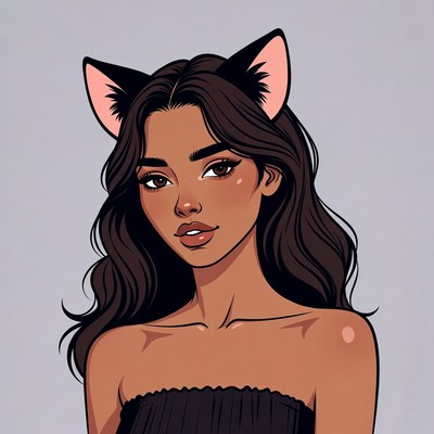 Woman wearing cat ears