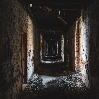 Abandoned Building Long Hallway