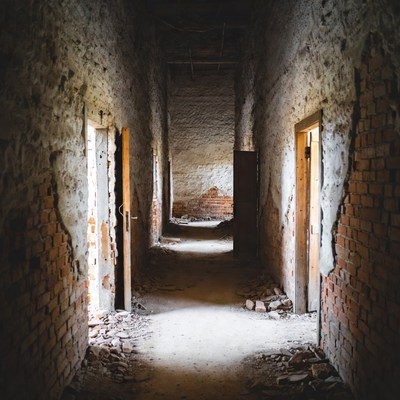 Abandoned Hallway with Open Doors