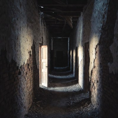 Abandoned Hallway with Open Doors