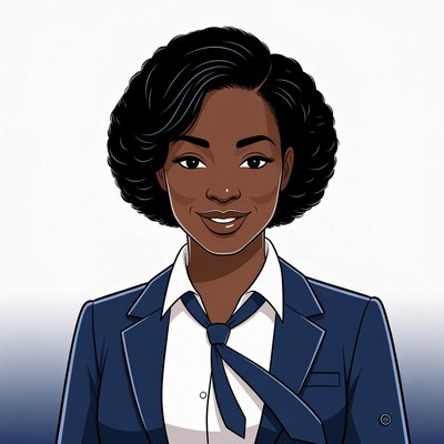 African-American woman in navy suit