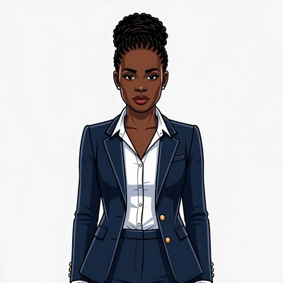 African-American woman in navy suit