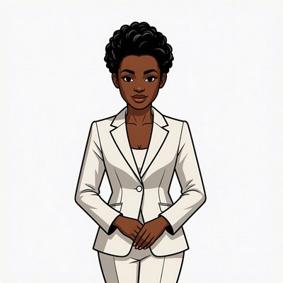 African-American woman in white suit
