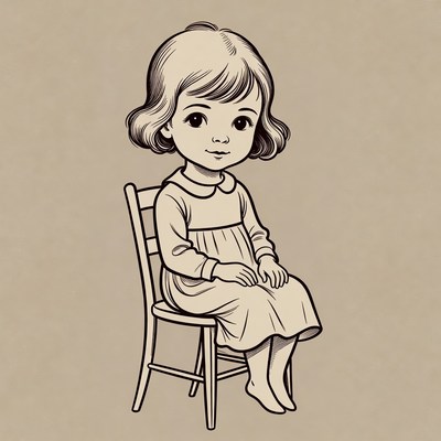 Girl sitting in wooden chair