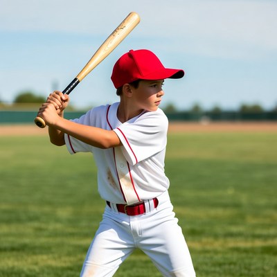 Boy swinging baseball bat