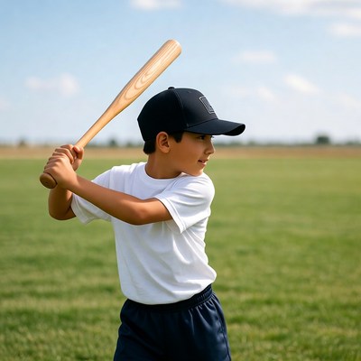 Boy swinging baseball bat