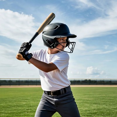 Boy swinging baseball bat