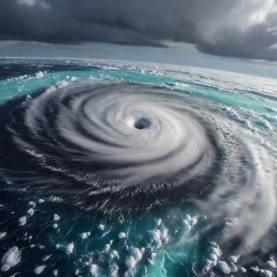 Massive Hurricane Eye Over Ocean