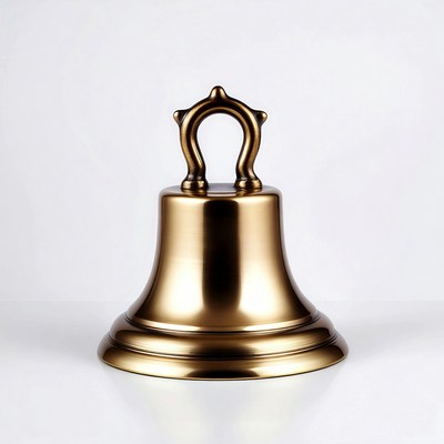 Shiny Bronze Bell on White Background